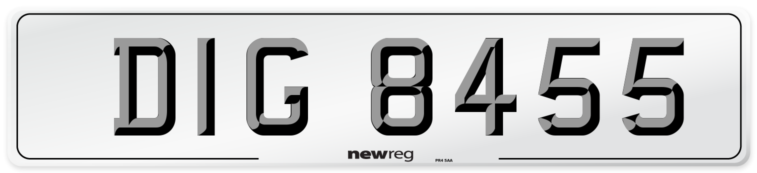 DIG 8455 Number Plate from New Reg